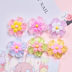 仿真透明双层花中花五瓣花树脂配件diy奶油胶手机壳发夹饰品贴片