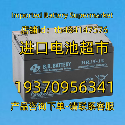 B.B.BATTERY HR15-12 12V60WPC/15MIN/1.30VPC/25°C 12V15AH电池