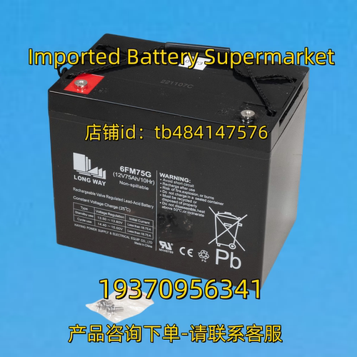 LONG WAY 蓄电池 LONGWAY BATTERY 6FM75G 12V75AH/20HR 龙威电池