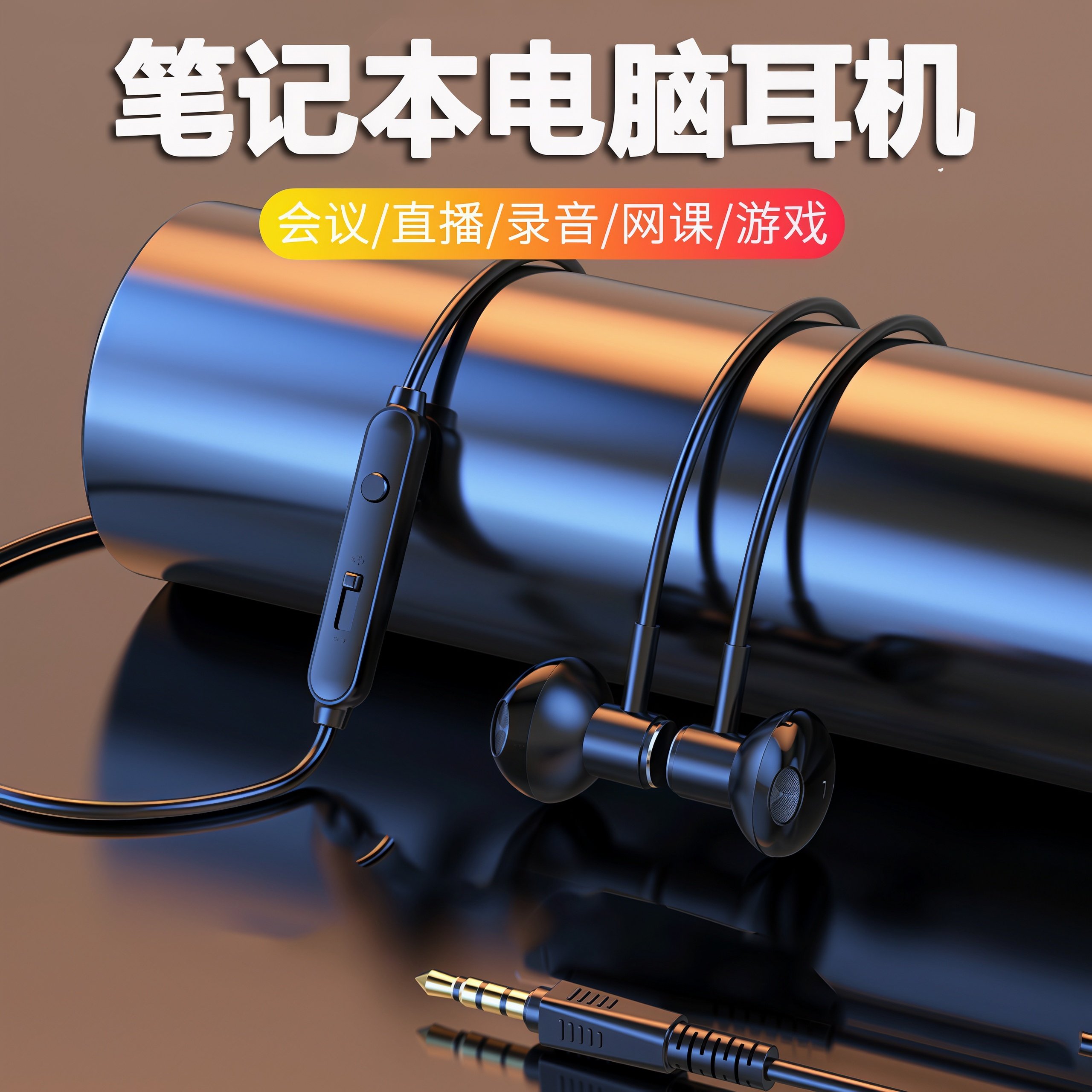 笔记本电脑耳机有线单孔耳麦话筒二合一带麦克风圆孔适用联想戴尔