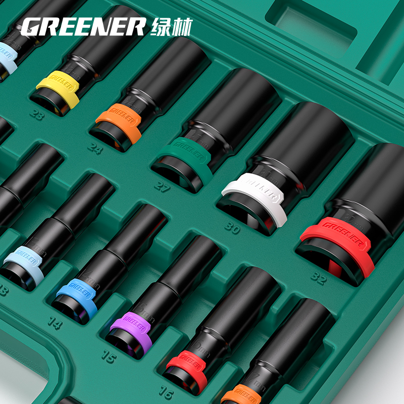 绿林电动起子套筒头加长气动扳手套筒电钻内六角工具套装螺丝母8-
