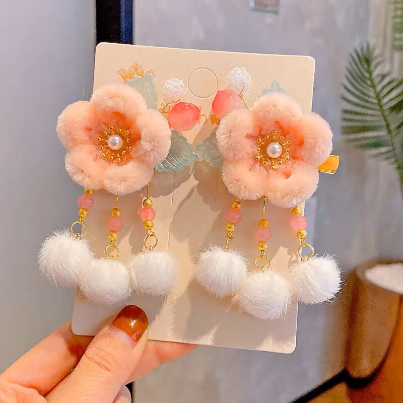 中国风儿童蝴蝶结发夹古风边夹女发饰