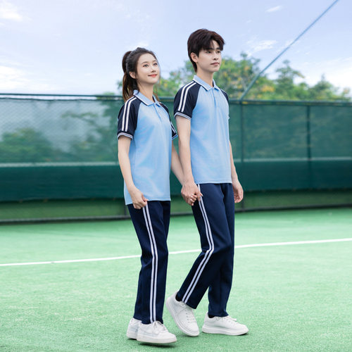 2024新款夏季初中学生校服短袖套装高中生男女同款班服T恤军训服
