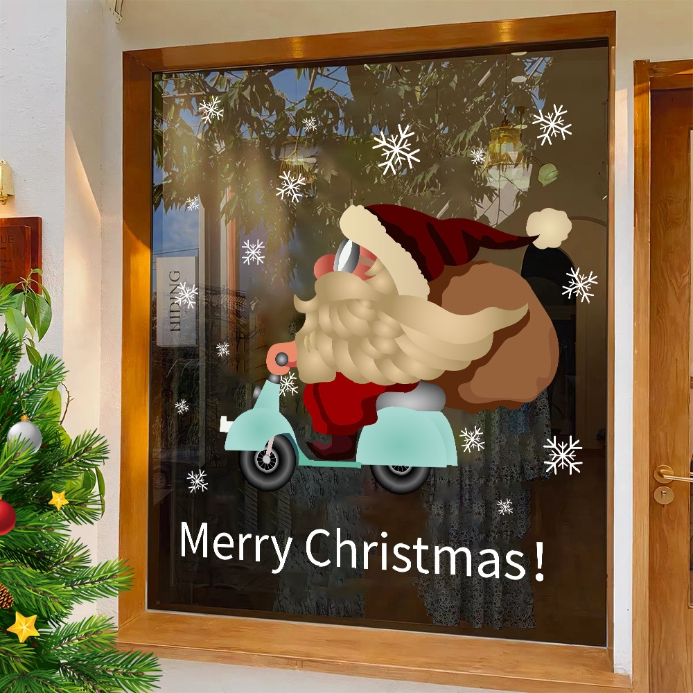 圣诞节装饰品布置2026圣诞老人窗贴静电玻璃橱窗门贴商场贴纸窗花