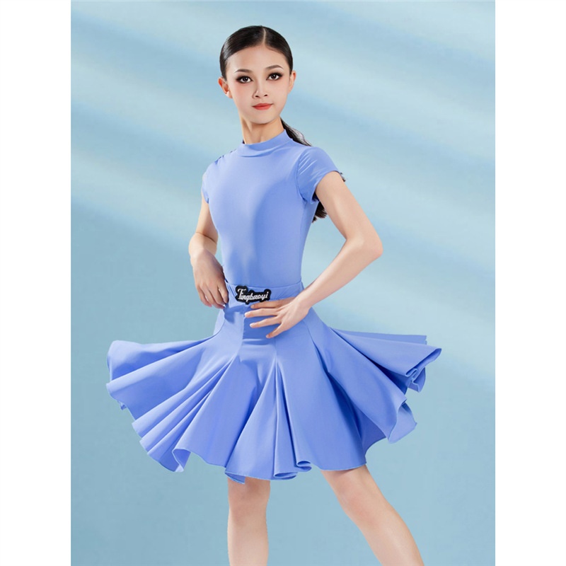 儿童拉丁舞专业比赛规定考级服装短袖女少儿高级感舞蹈裙演出衣服