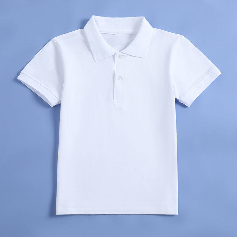 小学生校服蓝色短袖T恤男童女童纯白色半袖POLO衫学院风班服上衣
