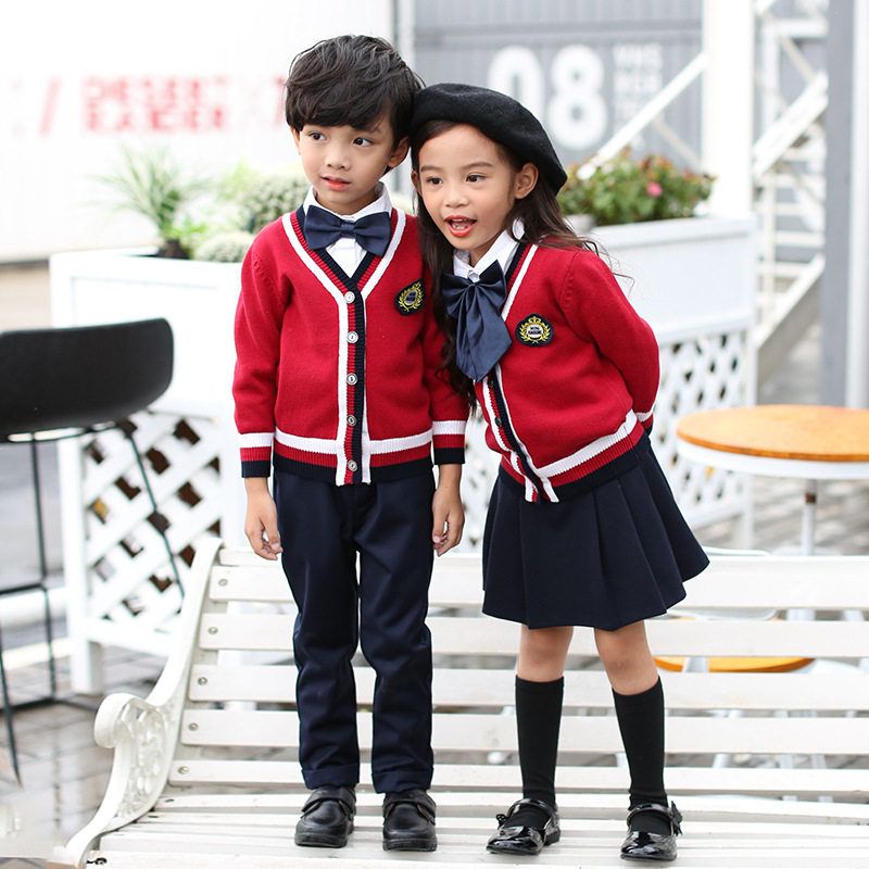 幼儿园园服秋冬2021新款童装针织开衫套装小学生校服班服批发
