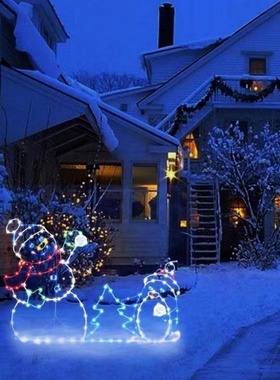 跨境圣诞雪人圣诞树企鹅铁艺摆件装饰花园装饰工厂直供家居