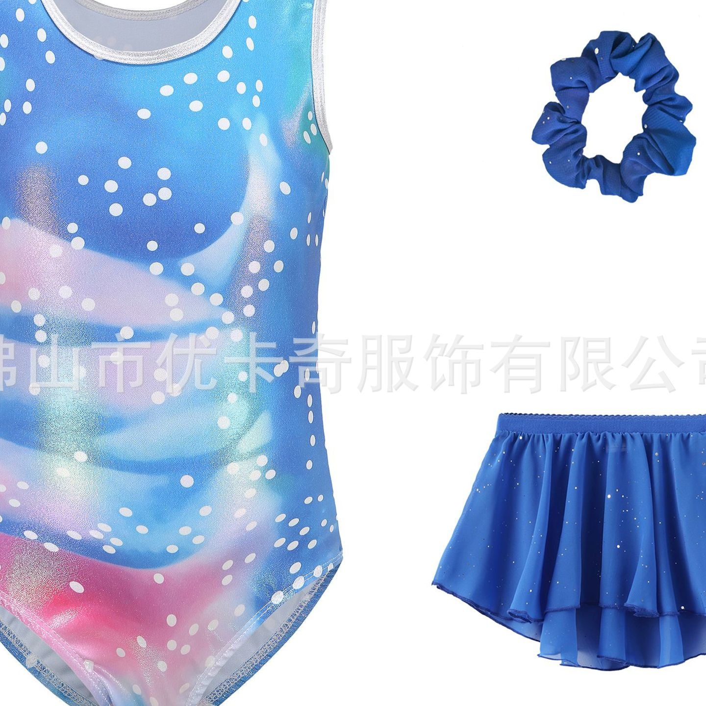 炫彩儿童体操服烫金女童芭蕾舞练功服纱裙头花中国舞考级服舞蹈服