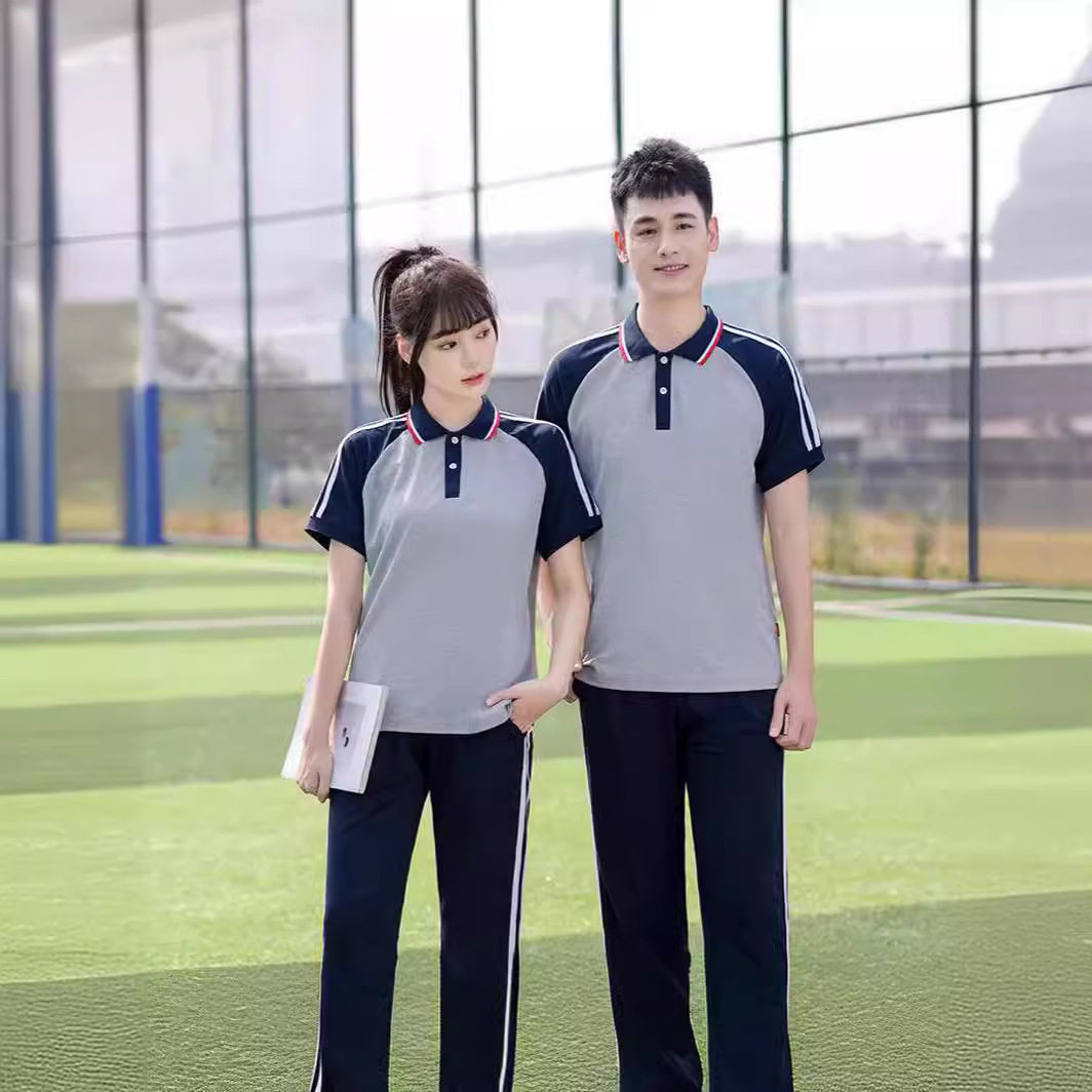 夏季初中学生班服短袖套装高中生校服运动T恤职高技术学院团体服
