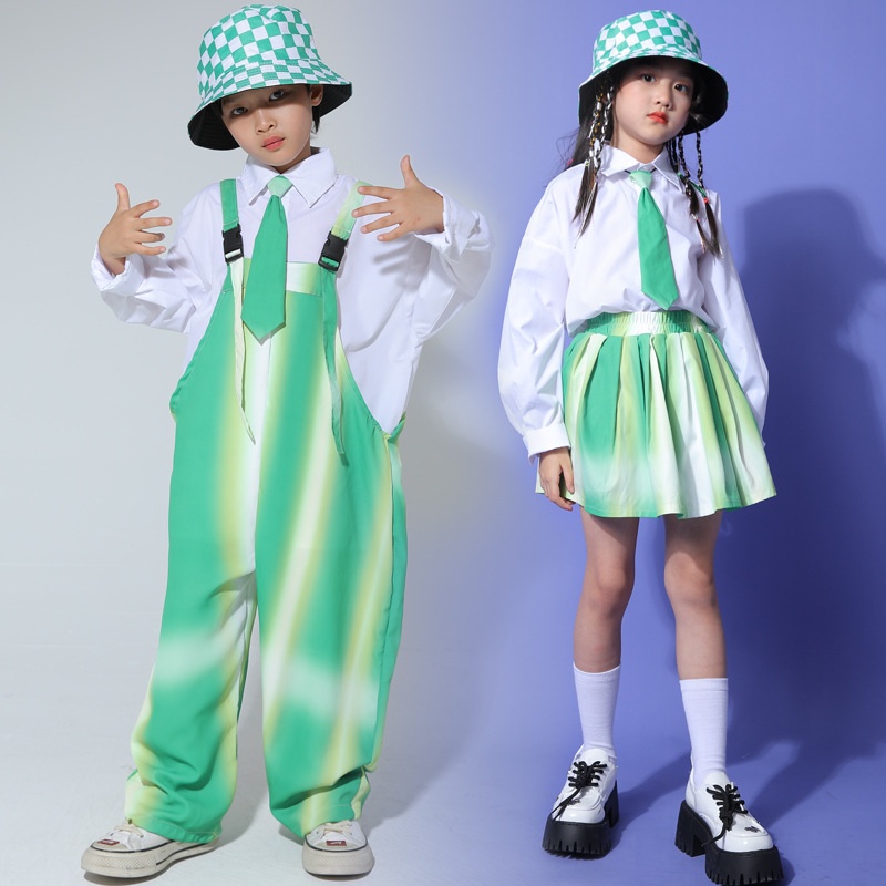 小学生团体活动表演男女童炫酷嘻哈街舞演出服秋季新款衬衫套装帅