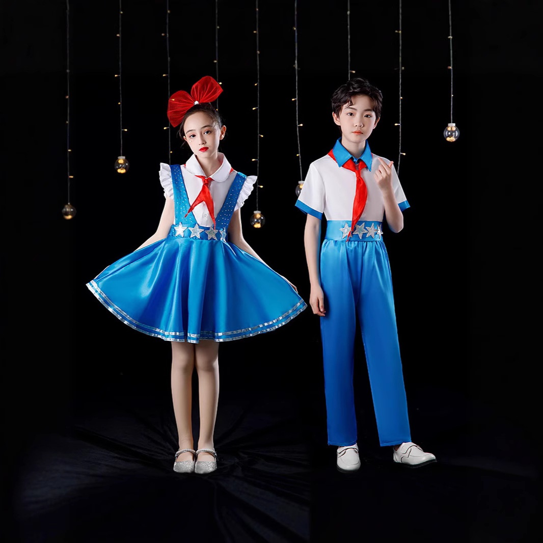 六一儿童大合唱团演出服中小学生诗歌朗诵比赛主持人礼服表演服装