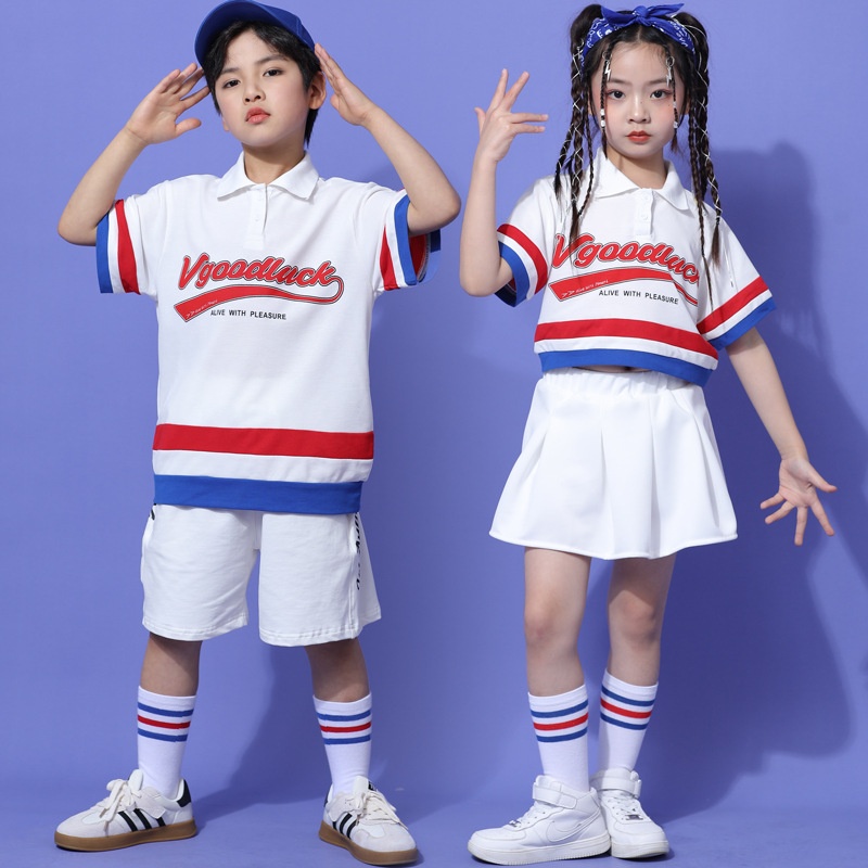 小学生运动会服装六一儿童啦啦队演出服女童爵士舞表演服夏季短袖