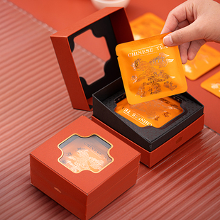 茶叶包装盒小方片饼干茶礼品盒空盒子开窗设计大批量现货可定制