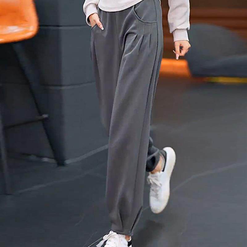 灰色运动裤女2025新款春秋九分小个子束脚萝卜休闲卫裤灯笼哈伦裤