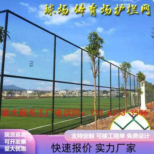 球场围网铁丝网PE包塑勾花菱形