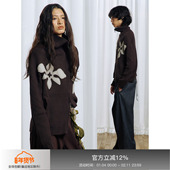 APRIORITY先验 艾雅娜永不凋零 鲜花贴布绣高领斜拉链毛衣外套