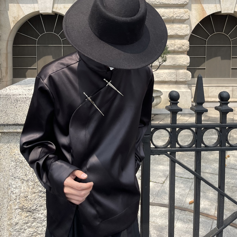 Apriority衬衫醋酸缎新中式