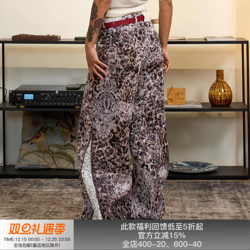 APRIORITY先验豹纹蕾丝牛仔裤