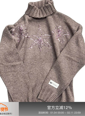 APRIORITY先验 鲜花兔绒混纺珠片绣花高领毛衣秋冬女内搭