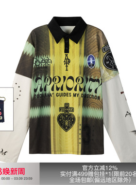 APRIORITY先验 ODVAHA之心索罗娜数码印花假两件polo领上衣足球服