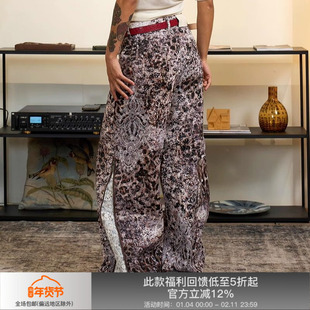 APRIORITY先验 数码印花原创豹纹图形牛仔裤侧拉蕾丝面料拼接长裤