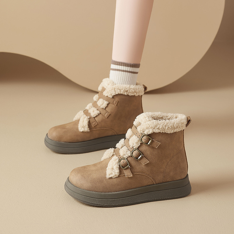 奥古狮登加绒马丁靴女2025新