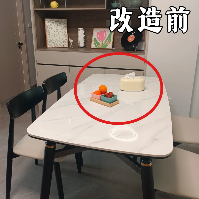 餐桌台面改造完成！纸巾杯子架