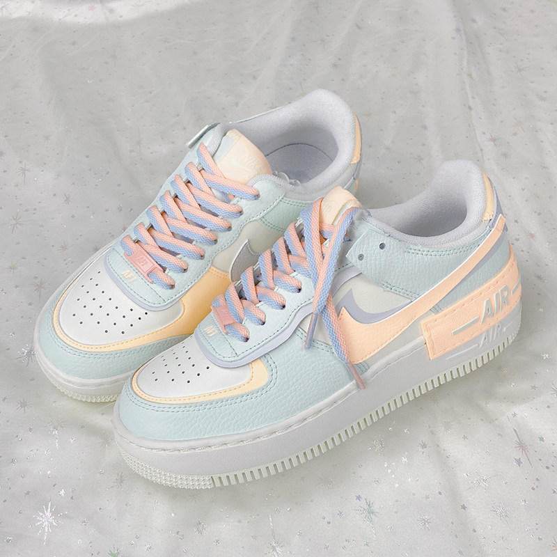 原创鞋带绳适配淡蓝粉马卡龙af1空军一号男女情侣ins潮aj1小白鞋