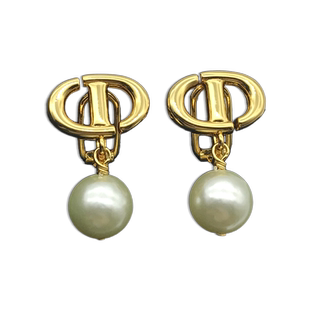 D家耳夹无耳洞女新款CD耳钉字母耳环珍珠耳坠高级感气质时尚耳饰