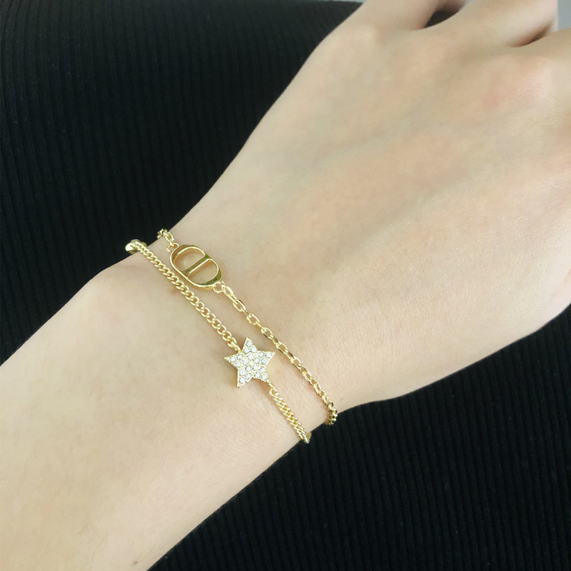 金色双层CD星星手链新款