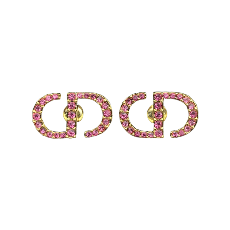 d家耳环金色彩钻CD耳钉女