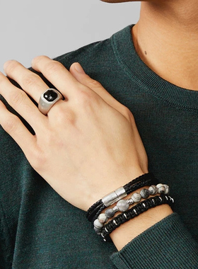 【新年礼物】Tateossian英国RT情侣精致蓝色手串皮革编织百搭手链