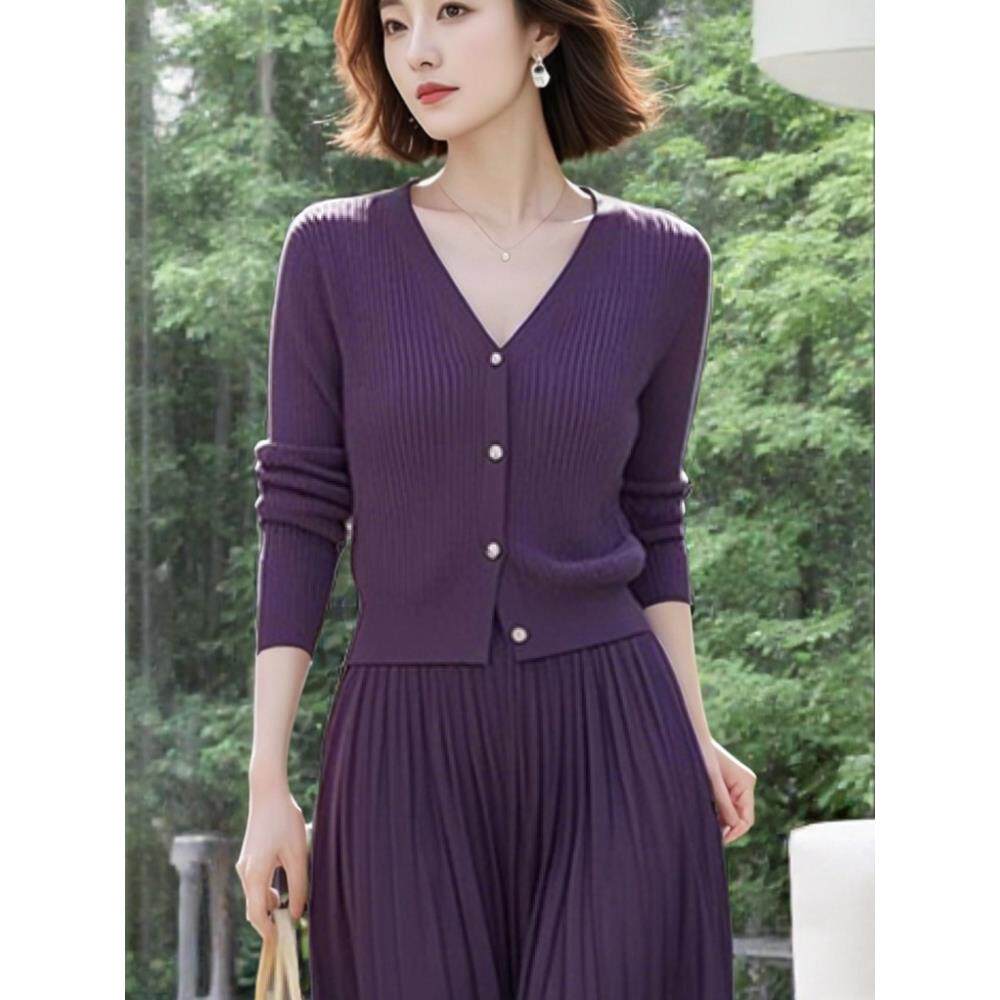 MONLOUVE高级感时尚针织衫上衣开衫配半身裙套装收腰显瘦女春秋冬