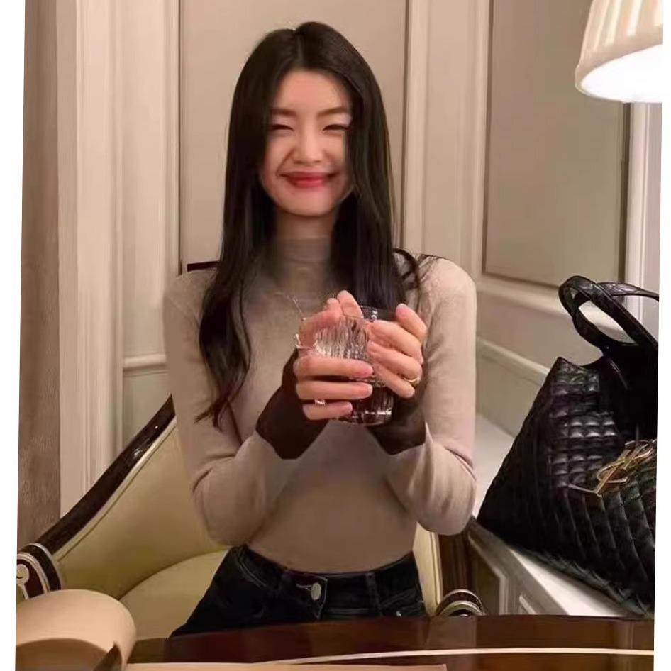 MONLOUVE高级感半高领针织毛衣女chic绝美撞色打底衫内搭套头上衣