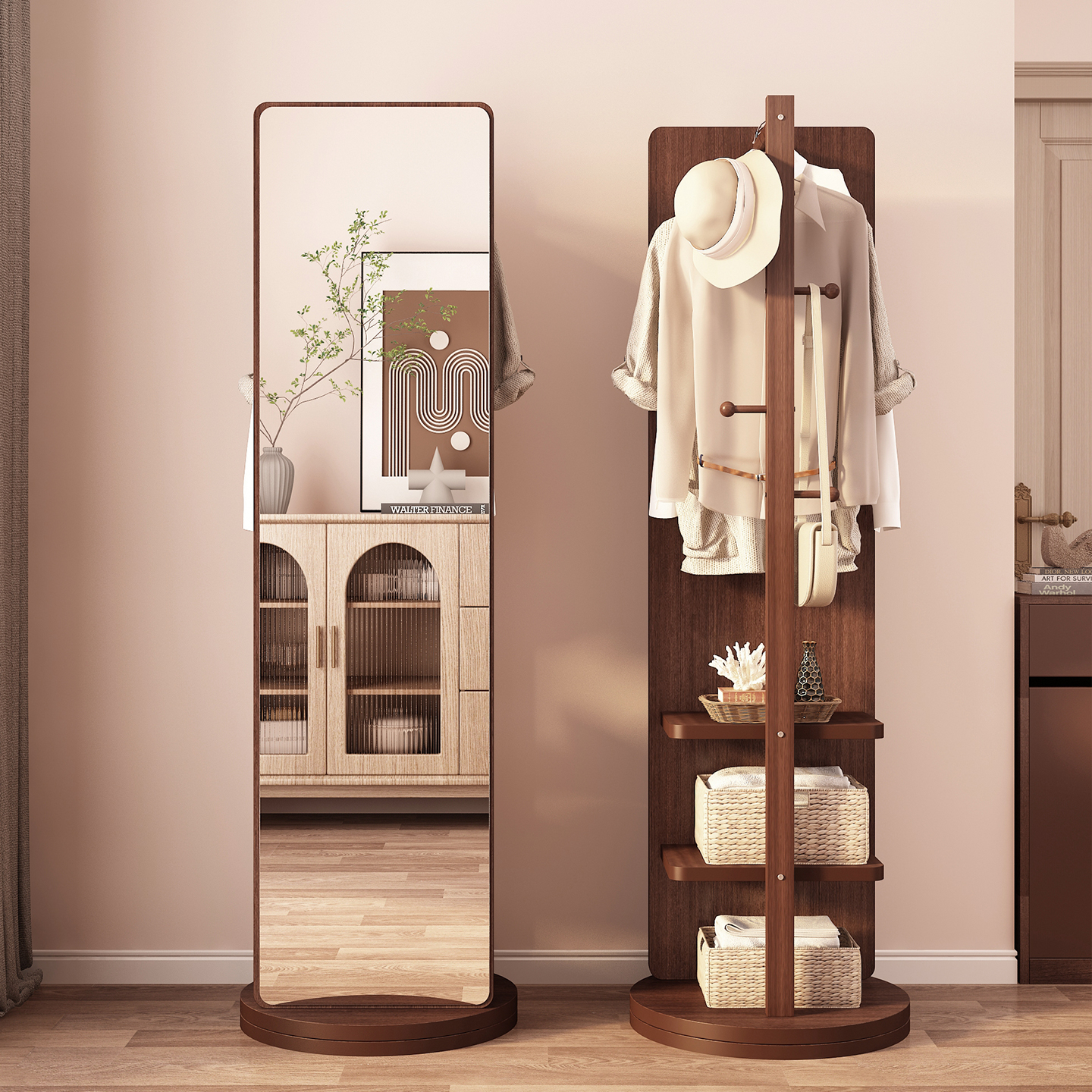 全身镜落地镜家用卧室衣帽架一体