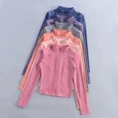 专业弹力速干运动外套女春夏瑜伽上衣紧身显瘦跑步骑行健身服长袖