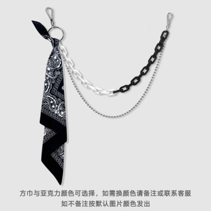 嘻哈裤链子配饰ins高街配饰荧光树脂裤链方巾男金属腰链女腰果花