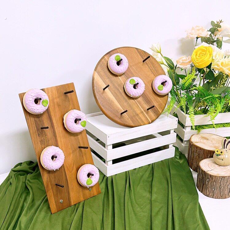 实木甜甜圈展示架甜品台摆件翻糖巧克力模具饼干婚礼生日装饰木质