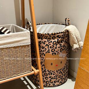 黑猫咪脏衣篮可折叠家用高颜值豹纹家用宿舍大容量脏衣服收纳筐篓