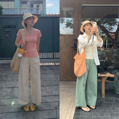 百搭舒适棉质休闲裤九分裤女通勤