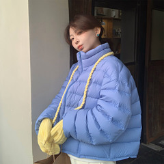 333sss 轻盈保暖白鸭绒立领泡芙排骨羽绒服女短款面包服保暖外套