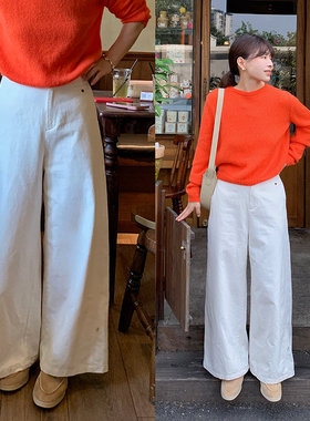 333sss 炒鸡推荐的白裤子～高级休闲百搭直筒裤阔腿裤拖地裤女秋