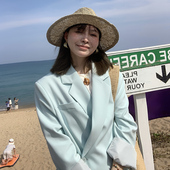 一抹蓝～333SSS春秋彩色宽松慵懒气质韩版 西装 外套女西服女小个子