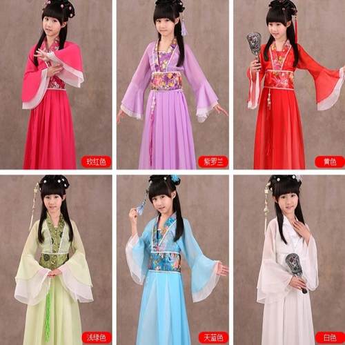 古装汉服七仙女演出服女童雪纺飘