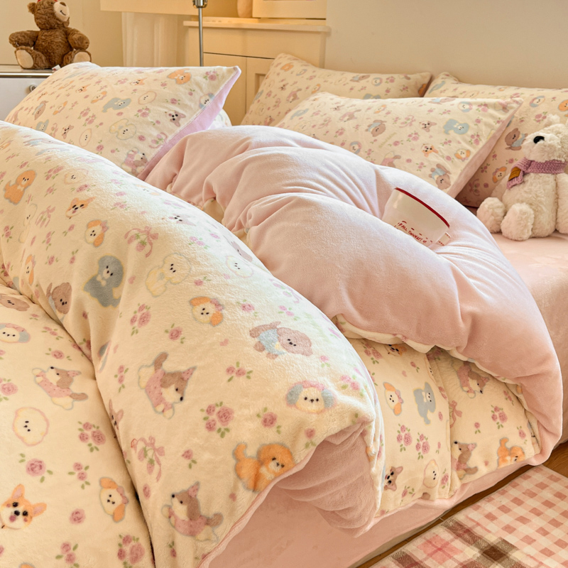 全棉纯棉牛奶绒被套单件冬季珊瑚绒双面加绒法兰绒被罩150x200单