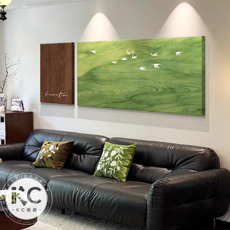 法式中古风客厅装饰画 画绿色抽象沙发背景墙挂画 画覆古小众高级