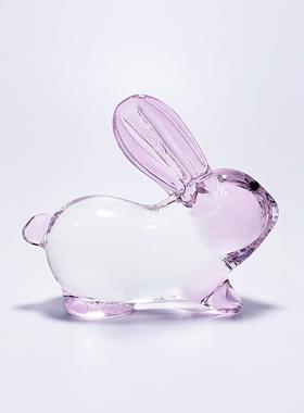 玻璃生肖兔子可爱生日礼物水晶动物小号摆件创意手工琉璃车载饰品