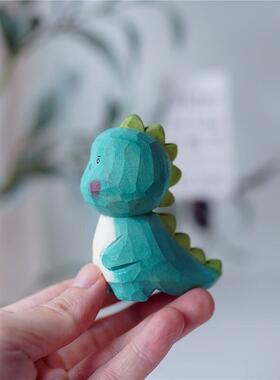 Joe小恐龙小怪兽木雕可爱手作装饰 纯手工 生日礼物实木桌面摆件