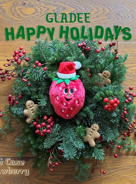 GLADEE一整颗草莓迷你包耳机钥匙收纳毛绒包挂件Strawberry原创